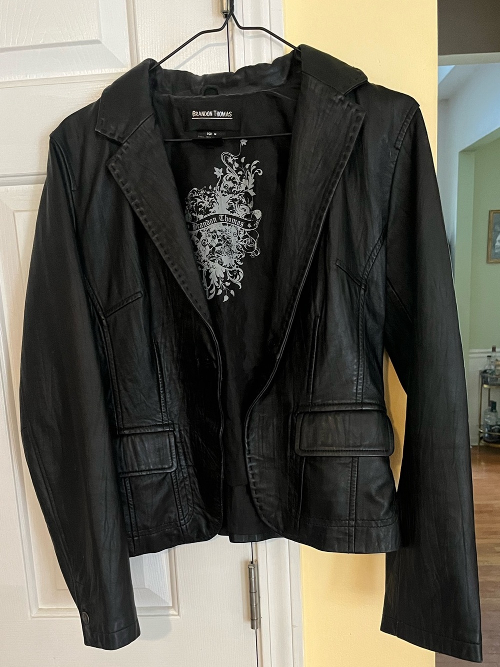 Brandon Thomas Black Faux Leather Blazer